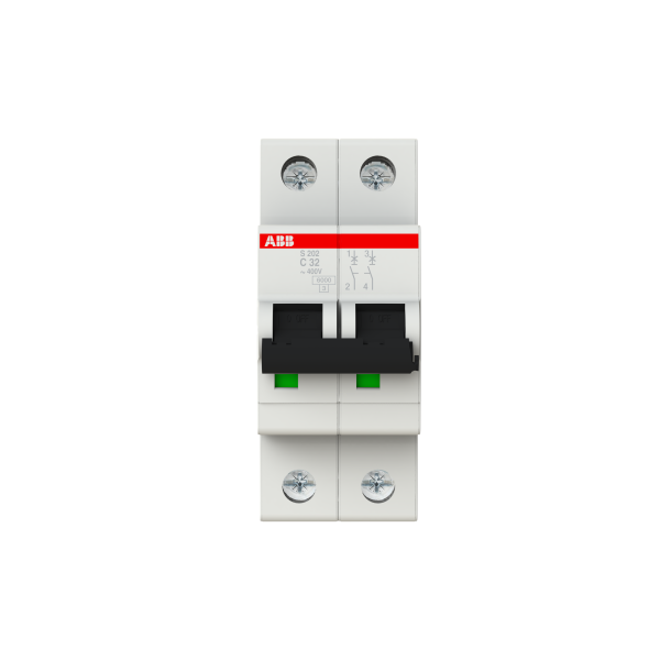 Photo S200 Disjoncteur modulaire - 2P - 32A - Cbe C -6000A/10kA (2 modules)-peignable | Ref : 352241