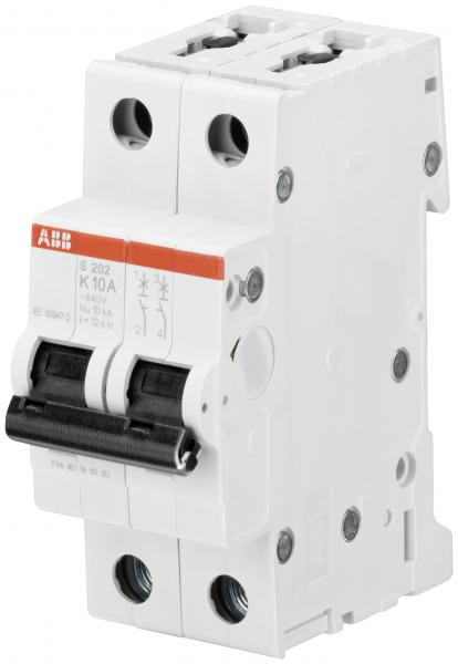 Photo Disjoncteur S202 2P 50A Courbe K Raccordement  vis - 10KA (2Modules) | Ref : 352293