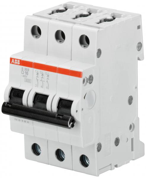 Photo Disjoncteur S203 3P 40A Courbe D Raccordement  vis - 10KA (3Modules) | Ref : 352367