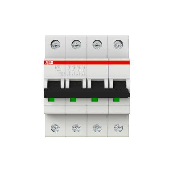 Photo S200 Disjoncteur modulaire- 4P - 25A - Cbe C - 6000A/10kA (4 modules)-peignable | Ref : 352440