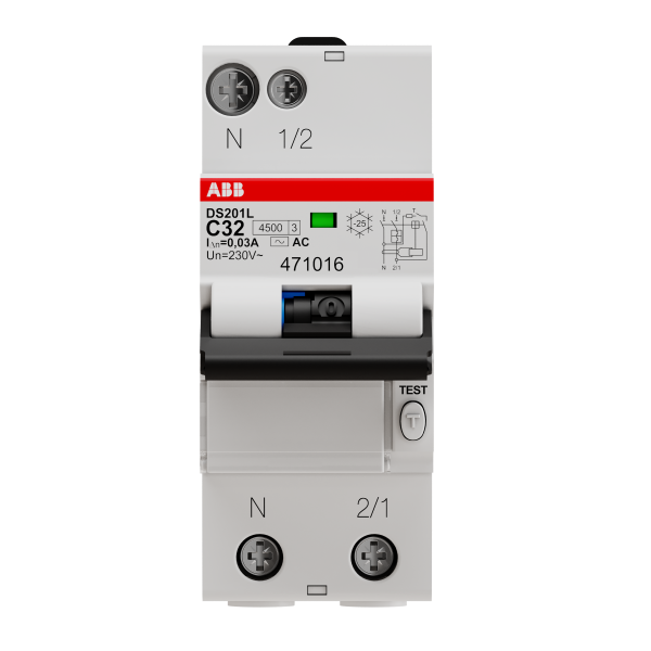 Photo Disjoncteur Differentiel DS201L 1P + N 4 5/6Ka C-32A 30mA Ac | Ref : 471016