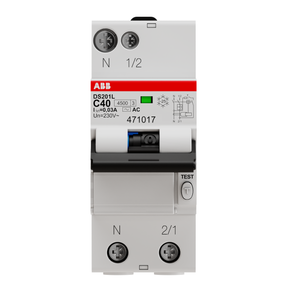 Disjoncteur Differentiel DS201L 1P + N 4 5/6Ka C-40A - ABB