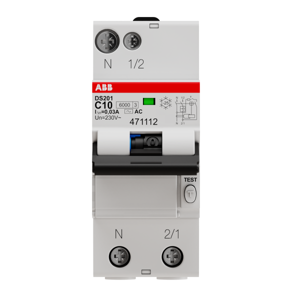Photo Disjoncteur Differentiel DS201 1P + N 6/10Ka C-10A 30mA Ac | Ref : 471112