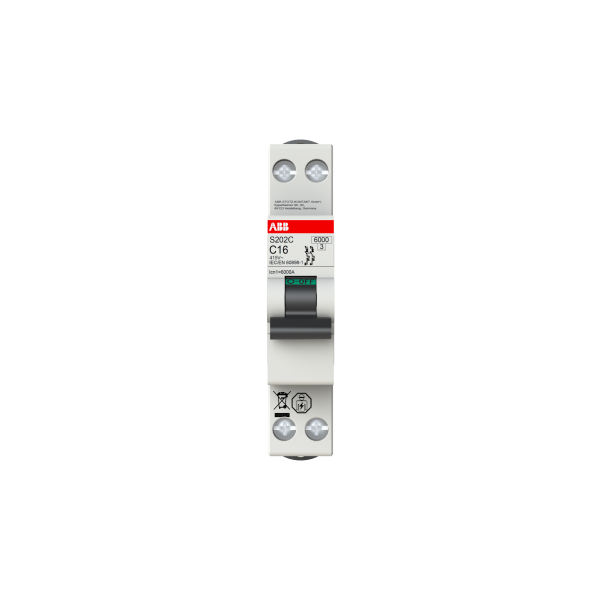Photo S200C Disjoncteur Compact - 2P - 16A - courbe C - Icn 6kA (1 module)-peignable | Ref : 604312