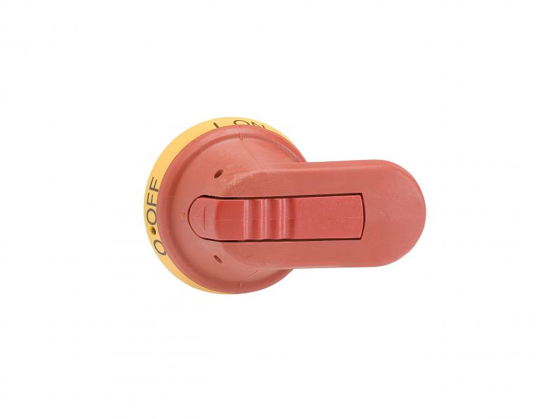 Photo Poignée Pistolet Rouge/Jaune 65mm pour Axe 6mm | Ref : 912413