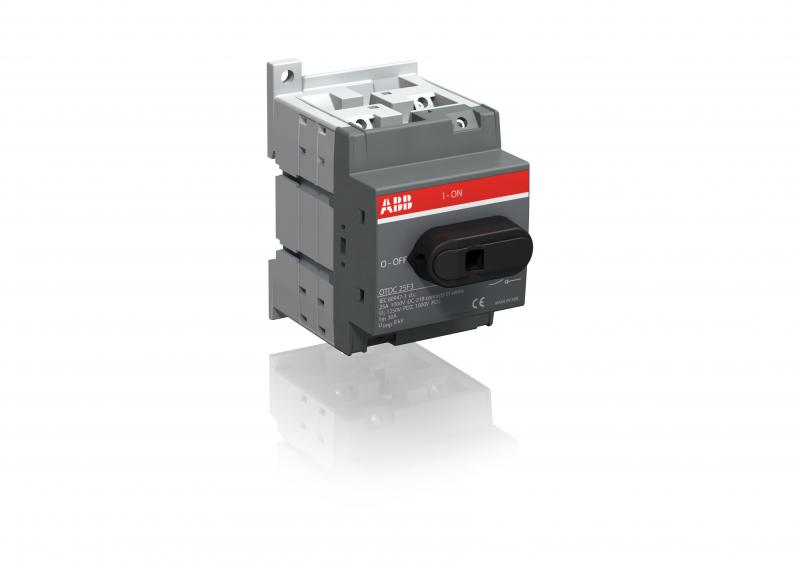 Photo Interrupteur-sectionneur CC OTDC25F3. Kit de boulons de borne inclus. La poign�e et l\'arbre doivent �tre command�s s�par�ment. Montage sur base. IEC 1000 VDC 25 A circuit unique | Ref : 952613