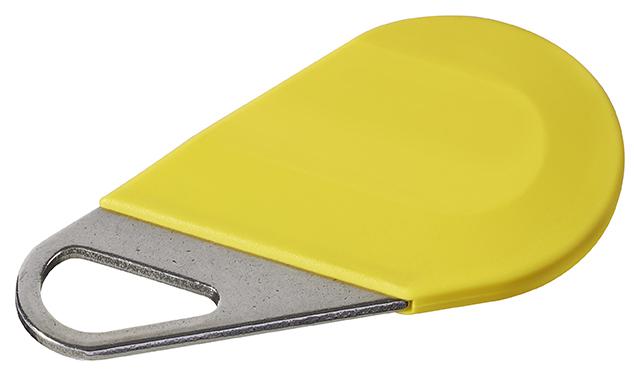 Photo Badge hexact type porte cl de couleur jaune | Ref : HECV2J