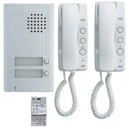 Photo Kit audio platine alu saillie 2 boutons, 2 combinés et 1 transformateur (DA2DS+2xDA1MD+PT1211DR) | Ref : KITDA2