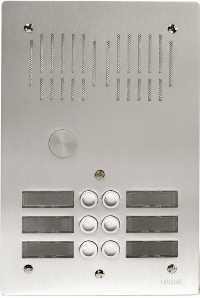 Photo Platine de rue 6 boutons encastre - 2 ranges , hauteur : 270mm | Ref : PA6B         