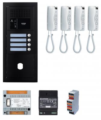 AIPHONE Pack audio 4 bp platine noire GTBA4EB