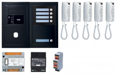 AIPHONE Pack audio 5 bp platine noire GTBA5EB