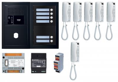 AIPHONE Pack audio 6 bp platine noire GTBA6EB
