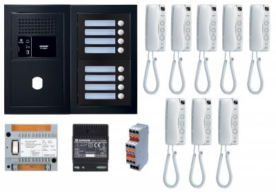 AIPHONE Pack audio 8 bp platine noire GTBA8EB