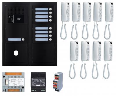 AIPHONE Pack audio 9 bp platine noire GTBA9EB