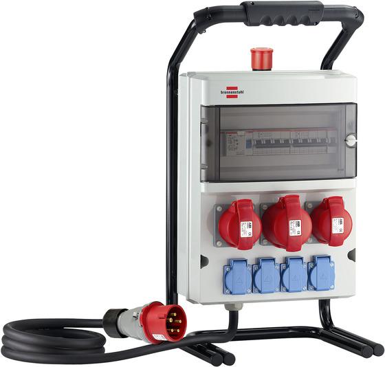 Photo Brennenstuhl Coffret de chantier t�trapolaire GCC 3T4M/32/AU, avec prises � clapet et 2m de c�ble (IP44, bouton d'arr�t d'urgence), Fabrication Fran�aise | Ref : 1154951      