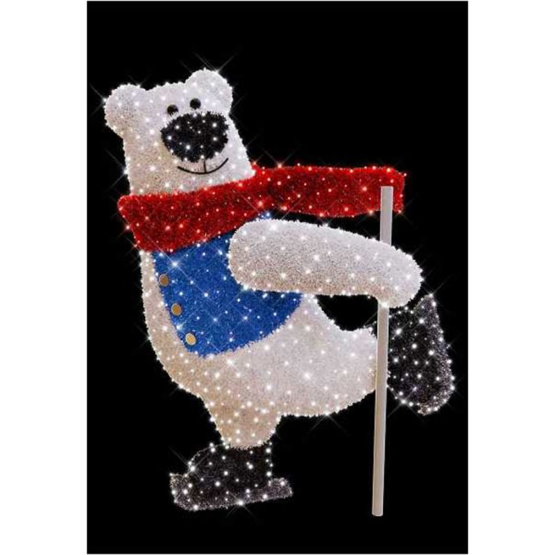 Photo Dcor SKATE BEAR  OURS SKATING BLANC PUR LED  | Ref : GX047L