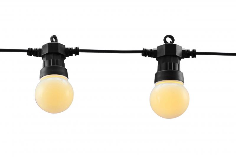 Photo Guirlande FETE LED BLANC CHAUD 24V - L:4.5m - 10 ampoules - 50 LED blanc chaud | Ref : A629W