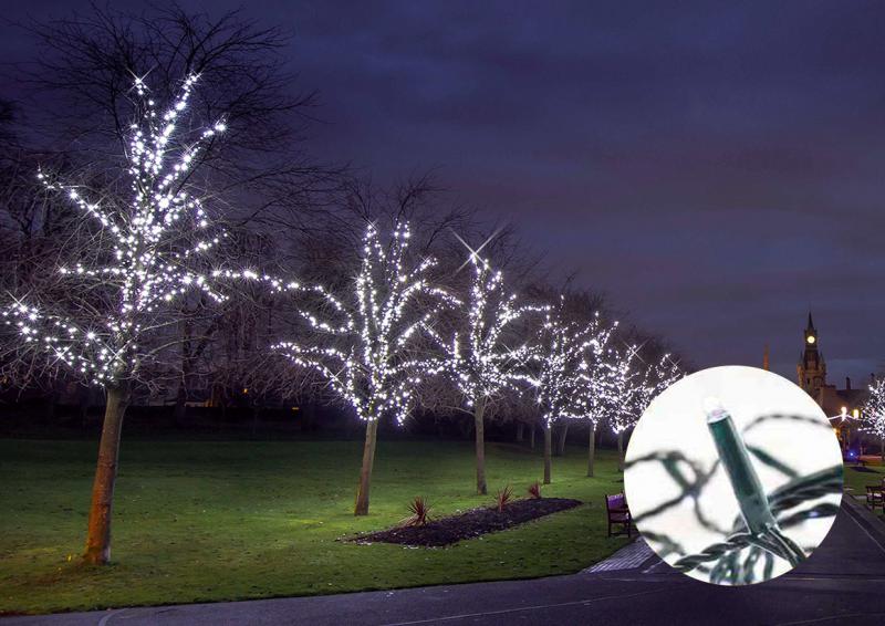 Photo Guirlande LED Blc&Flash-24V-20m-câb vert 90 led blanc pur + 30 flash blanc pur | Ref : HL501FX