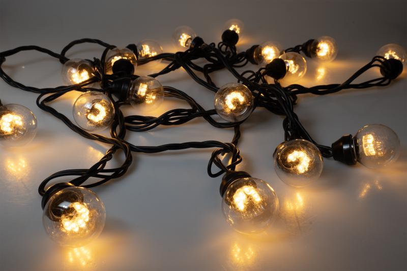 Photo Guirlande LEDMOSPHERE Blanc chd 12m-230V 30 lampes blanc chaud - Fixe | Ref : HL601W