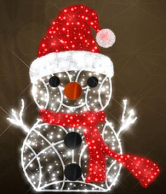 BLACHERE ILLUMINATION Dcor scnette bonhomme de neige avec charpe - individuel avec trepied SOCL18