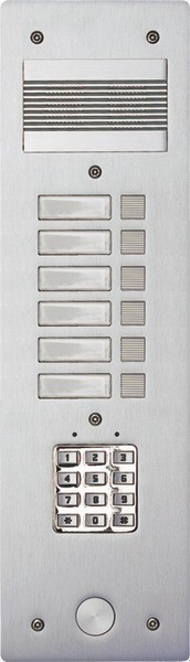 Photo Bticino - Platine de rue Série 200 audio étroite avec clavier codé façade Alu 4mm 6 appels | Ref : 308406