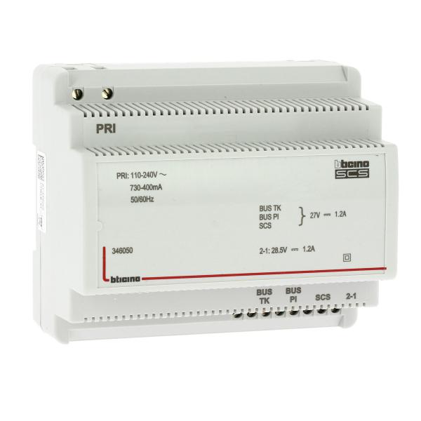 Photo Bticino - Alimentation et adaptateur vidéo pour portier 110V à 240V 27V= 1,2A - 8 modules | Ref : BT346050