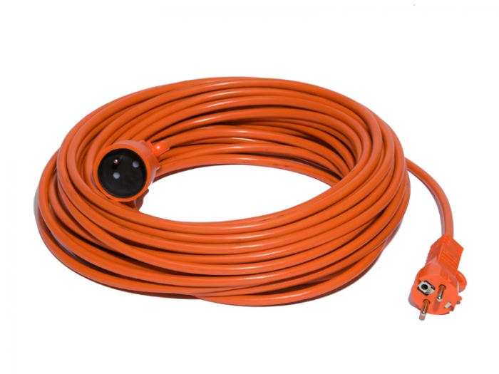 Rallonge électrique CHACON 20m - 1 Prise 16A - Câble Noir/Orange - 3500W Max - Pour Intérieur