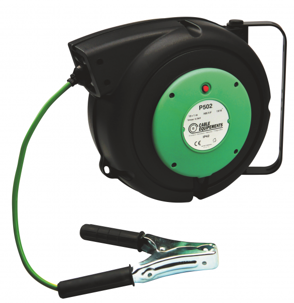 Photo P502 : enrouleur rappel automatique PLT 500 - 10+1m 1x16� HO5VV-F - IP42 - | Ref : ER01160-11V-P502