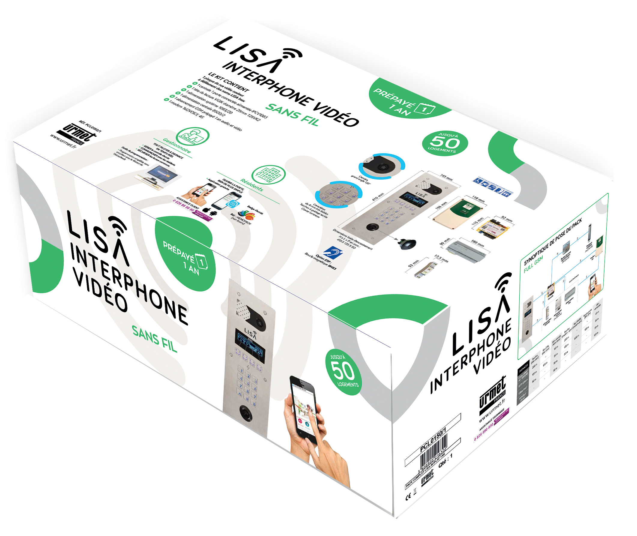 Vignette 2 produit Pack interphone sans fil GSM Lisa 1 porte abonnement 6 mois offert | Ref : PCL/1PT25/SP