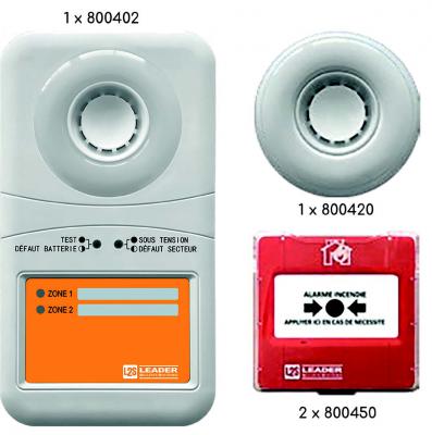 L2S SYSTORM Pack incendie type 4 filaire 2 boucles (centrale + 2x dm + avertisseur sonore) 800490