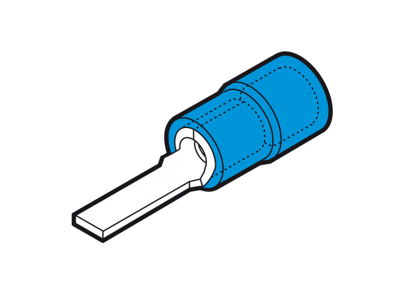 Photo Cosse préisolée à embout plat bleue (1,5 à 2,5 mm²) - L 12 mm | Ref : BFPP12
