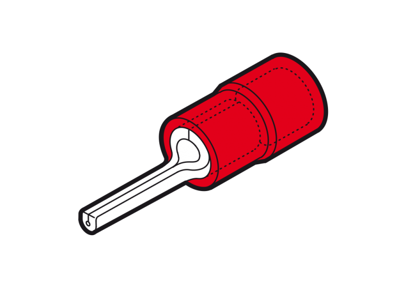 Photo Cosse pr�isol�e � embout rond rouge (0,25 � 1,5 mm�) - L 10 mm | Ref : RFP10