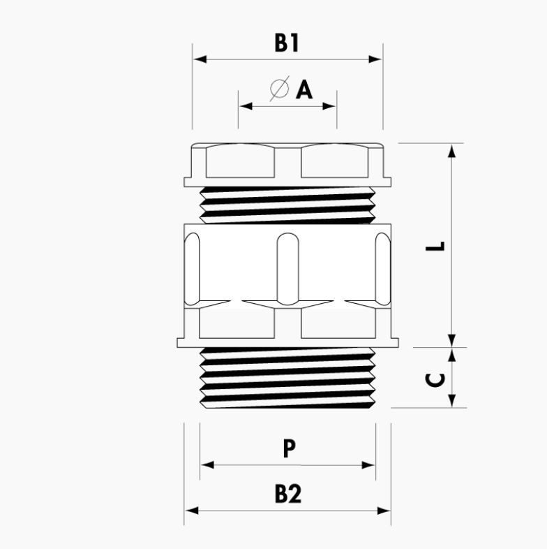 Vignette 3 produit Ref : 1701T         | Presse-toupe obtur en polyamide IP54 Pg11 gris (RAL 7035)