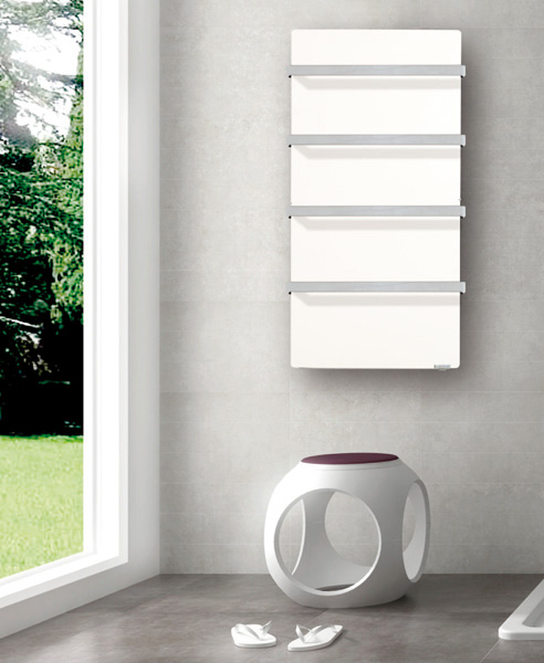 Photo Sche-serviettes barre inox TOUCH vertical 50x100cm 800W Blanc Cachemire | Ref : BC08BLT
