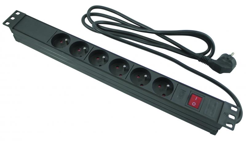 Photo Bloc d�alimentation 19'' plastique 6 prises  avec interrupteur � 1U | Ref : 49BP6I