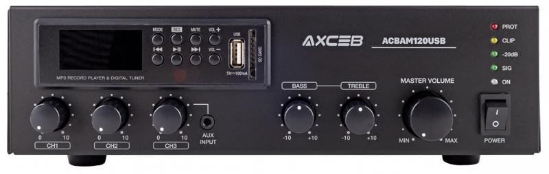 Photo Amplificateur mlangeur 120W monozone SD-USB-MP3- TUNER AM-FM -Bluetooth intgr | Ref : ACBAM120USB