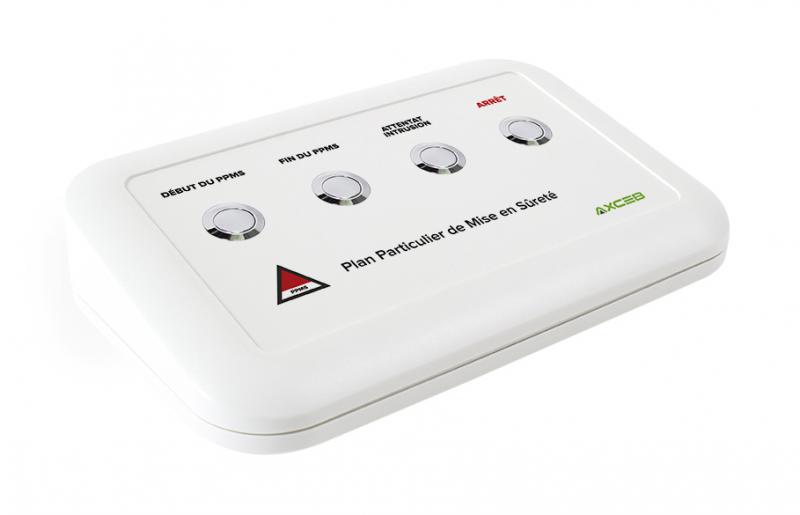 Photo BOITIER PPMS : GESTION ALERTES DOTE DE 4 BOUTONS POUSSOIRS AVEC SUPPORTS POUR POSE MURAL | Ref : ACBCOM4N
