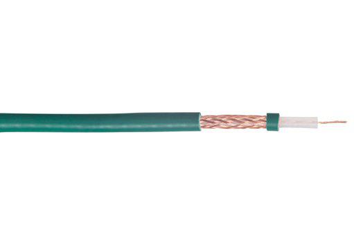 Photo cble  coaxial de vidosurveillance KX6 bas sur la Norme NFC 93-550 de couleur verte - Touret de 500m | Ref : KX65
