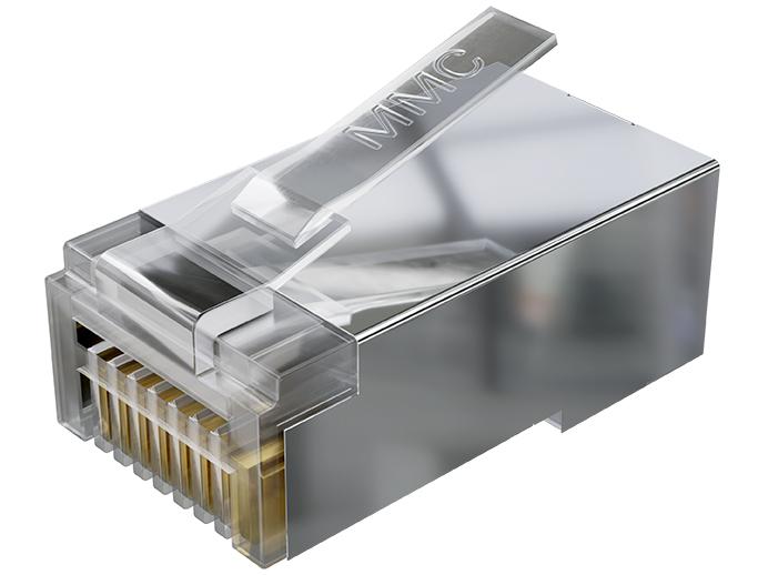 Photo Plug RJ45 CAT6A blind� avec contacts int�gr�s � sertir ? coupe fils? Boite de 100  | Ref : MMCRJ45SC6ACF