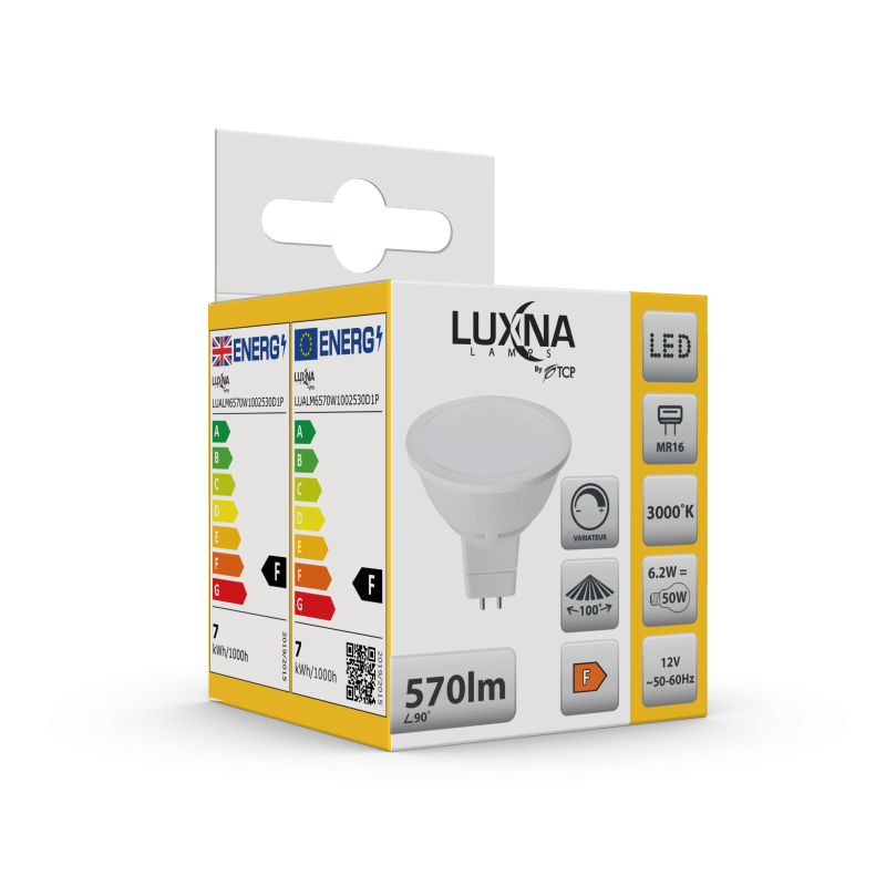 Photo LAMPE LED MR16 12V GU5.3 6W 550LM 100D 3 | Ref : L6GX3K100DB