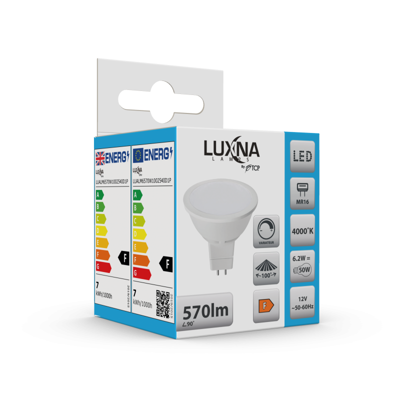 Photo LAMPE LED MR16 12V GU5.3 6W 550LM 100D 4 | Ref : L6GX4K100DB