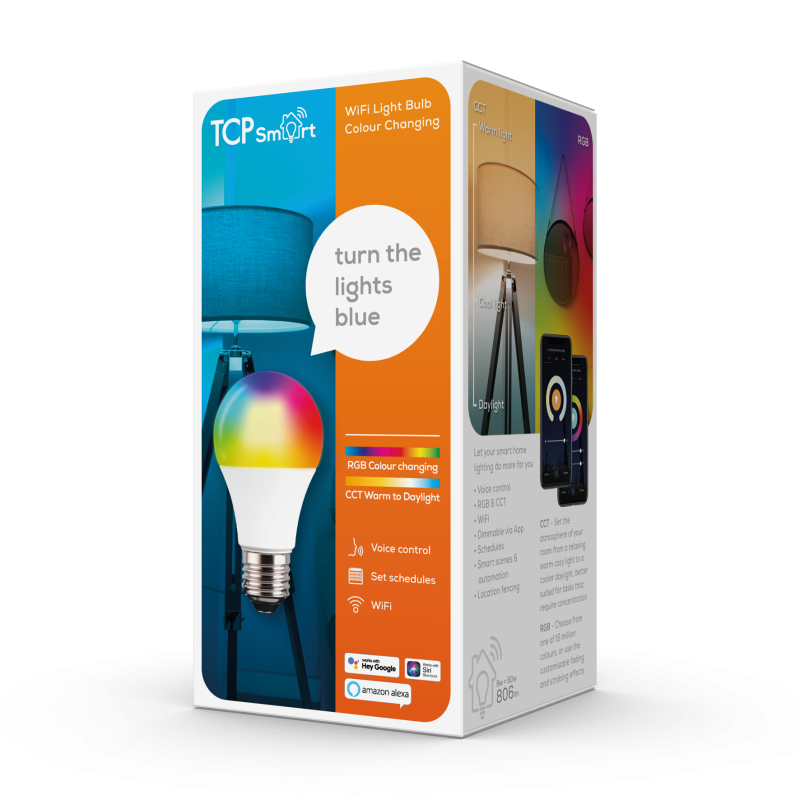 Photo LAMPE LED SMART WIFI E27 RGB CCT DIM 9W | Ref : SWLE27