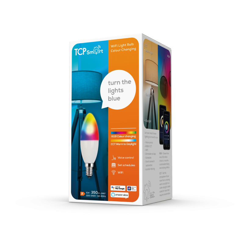 Photo LAMPE LED SMART WIFI E14 RGB CCT DIM 5W | Ref : SWLE14