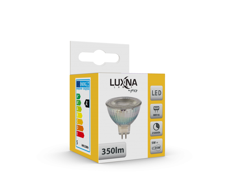 Photo LAMPE LED 5W MR16 12V 345LM 36D 2700K GLAS | Ref : L5GX27KG