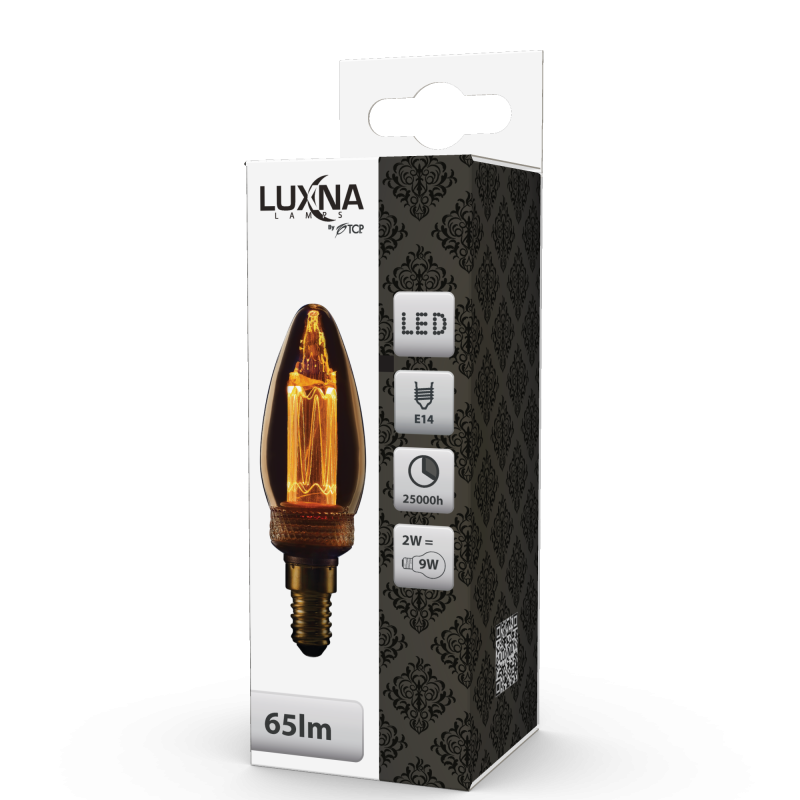 Vignette 2 produit LPE LED GRAVE 2W FLAMME E14 65LM 1800K | Ref : LE2E14FL18K