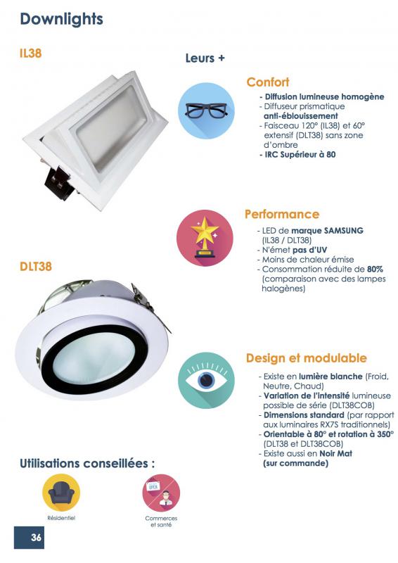 Vignette 2 produit Downlight LED orientable | Ref : IL38BN