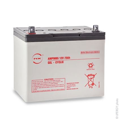 Photo Batterie plomb etanche gel NX 70-12 Cyclic 12V 70Ah M6-M | Ref : AMP9065