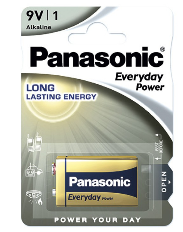 Photo Pile alcaline blister x1 Panasonic Everyday Power 6LR61 9V 680mAh | Ref : PRA6405