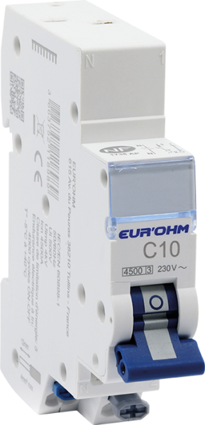 Photo Disjoncteur 1P+N 10A courbe C connexion rapide/rapide 4.5kA NF | Ref : 20310