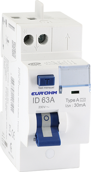Photo Interrupteur diff�rentiel 63A 1P+N 30mA connexion haut/haut cxion rapide Classe A  NF | Ref : 23563